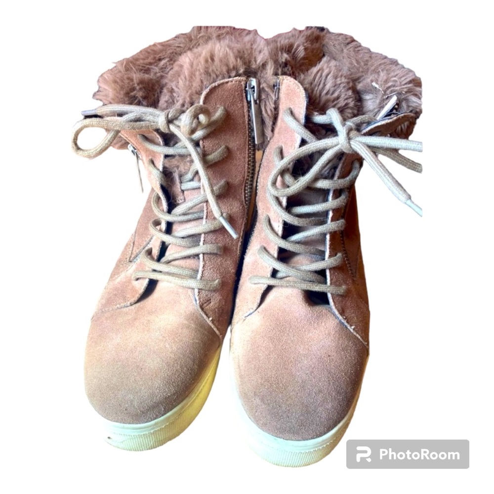 J Slides Suede and Faux Fur Booties